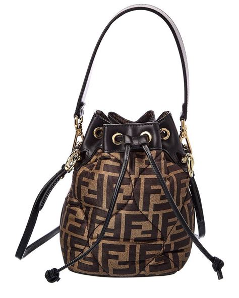 fendi mon tresor raffia|FENDI Mon Tresor Mini FF Raffia & Leather Bucket Bag.